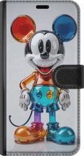 Pikkukuva 3 / 3: Yhteensopiva Lompakkokotelo Apple iPhone 11 Värikäs Mikki Hiiri -hahmo futuristinen kromi kiiltävä Disney poptaide moderni eloisa hahmoaihe juliste