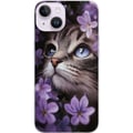 Miniatyrbillede 1 af 3: Kompatibel Mobilcover til Apple iPhone 14 Kat og blomster