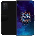 Miniatyrbilde 1 av 2: Kompatibelt Lommeboketui til Samsung Galaxy A03s Roblox-gamingdesign med avatarer, galaksebakgrunn i blå og lilla toner, populær Roblox-stil, episk t