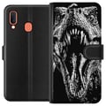 Pikkukuva 1 / 2: Yhteensopiva Lompakkokotelo Samsung Galaxy A20e T-Rex karjaisu dinosaurus eeppinen mustavalkoinen esihistoriallinen peto hurja karjaisu hirviö taide
