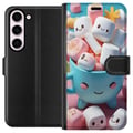 Pikkukuva 1 / 3: Yhteensopiva Lompakkokotelo Samsung Galaxy S23 Kawaii marshmallow smile kawaii-design, jossa on suloisia hahmoja kupissa, värikäs ja iloinen tyyli