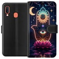 Miniatyrbillede 1 af 2: Kompatibel Tegnebogsetui til Samsung Galaxy A20e Symbolisk håndillustration med øje, blomst og lys