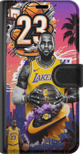 Miniatyrbillede 3 af 3: Kompatibel Tegnebogsetui til Apple iPhone XS Basketinspireret kunstværk med nummer 23 og actionstemning – kraftfuld sportsillustration med dynamisk f