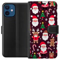 Miniatyrbilde 1 av 3: Kompatibelt Lommeboketui til Apple iPhone 12 Merry Squad julemønster med nisser, reinsdyr og pepperkaker, søt vinterdesign i tegneseriestil