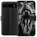 Pikkukuva 1 / 3: Yhteensopiva Lompakkokotelo Google Pixel 6a T-Rex karjaisu dinosaurus eeppinen mustavalkoinen esihistoriallinen peto hurja karjaisu hirviö taide kuvi