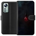 Pikkukuva 1 / 3: Yhteensopiva Lompakkokotelo Xiaomi 12 Tummanpunainen hehkulamppu tummassa ympäristössä, elegantti futuristinen muotoilu taiteellisella vivahteella si