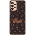 Miniatyrbilde 1 av 3: Kompatibelt Mobildeksel til Samsung Galaxy A23 Luksuriøst monogrammønster med ødelagt bamse i mørk, moteinspirert estetikk