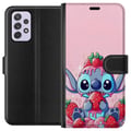 Miniatyrbild 1 av 3: Kompatibelt Plånboksfodral till Samsung Galaxy A52s 5G Stitch Strawberry Love gulligt motiv med blå figur och jordgubbar i rosa pastelltema