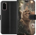Pikkukuva 1 / 3: Yhteensopiva Lompakkokotelo Samsung Galaxy S20 Joulukuuseen kiipeävä kissa lumisateessa, kodikas talvidesign täydellinen kissa- ja joulun ystäville