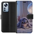 Pikkukuva 1 / 3: Yhteensopiva Lompakkokotelo Xiaomi 12 Pro Stitch peiton alla puhelin kädessään, sinisävyistä iltahyggeä, hurmaava unenomaisen kaunis design kaikille