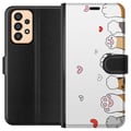 Pikkukuva 1 / 3: Yhteensopiva Lompakkokotelo Samsung Galaxy A33 5G Suloiset kissantassut, joissa on sydämiä valkoisella taustalla, minimalistinen kawaii-aihe eläinten