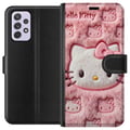 Miniatyrbilde 1 av 3: Kompatibelt Lommeboketui til Samsung Galaxy A52s 5G Hello Kitty-inspirert rosa fluffdesign med et ikonisk katteansikt i kawaii-stil