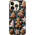 Miniatyrbild 1 av 3: Kompatibelt Mobilskal till Apple iPhone 14 Pro Pepparkakor formade som granar gubbar och stjärnor dekorerade med glasyr i mysigt vintermönster som sk