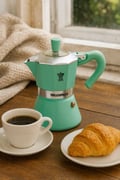 Miniatyrbillede 3 af 3: Italiensk kaffemaskine - PEZZETTI - BELLEXPRESS - Aluminium - 6 kopper - Velegnet til alle kogeplader inklusive induktion - Turkis