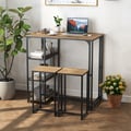Miniatyrbillede 3 af 8: Barbordssæt, 3-delt barhøjt spisebord med 2 taburetter, 111,8x61x111,8 cm, brun , Star