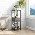 Miniatyrbillede 1 af 8: Metal Plant Stand, 2 Pakke 3 Tier Høj med Skuffe, 31x31x92 cm, Grå & Sort , Star