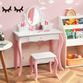 Miniatyrbillede 2 af 8: Sminkebord og Stol Sæt, 70x33x100 cm, Pink/Hvid , Star