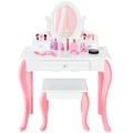 Miniatyrbillede 4 af 8: Sminkebord og Stol Sæt, 70x33x100 cm, Pink/Hvid , Star