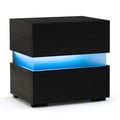Miniatyrbillede 1 af 8: Natbord, LED-natbord med 2 skuffer, 45x35x45 cm, Sort , Star