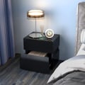 Miniatyrbillede 3 af 8: Natbord, LED-natbord med 2 skuffer, 45x35x45 cm, Sort , Star