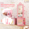 Miniatyrbillede 8 af 8: Børns smykkeskab, armoire, 3-i-1 fritstående med fuld længde spejl, 13,5x12x46", Pink/Hvid , Star