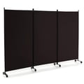 Miniatyrbillede 1 af 8: Rumsdeler, 3-panel foldbar rumsdeler med låsbare hjul, 262×30×180 cm, Brun , Star