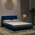 Miniatyrbillede 2 af 11: vidaXL sengeramme med LED uden madras Hanko 140x200 cm velour blå