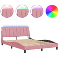Miniatyrbild 1 av 11: vidaXL Bed Frame with LED without Mattress "Hanko" Pink 140x200 cm Velvet