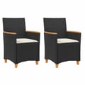 Miniatyrbillede 2 af 11: vidaXL havestole 2 stk. med hynder polyrattan og massivt træ sort