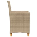 Miniatyrbillede 3 af 11: vidaXL havestole 2 stk. med hynder polyrattan og massivt træ beige