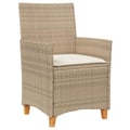 Miniatyrbillede 10 af 11: vidaXL havestole 2 stk. med hynder polyrattan og massivt træ beige