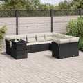 Miniatyrbillede 3 af 11: vidaXL sofasæt til haven 10 dele med hynder polyrattan sort
