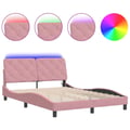 Miniatyrbillede 3 af 11: vidaXL sengeramme med LED uden madras 120x200 cm velour pink