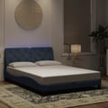 Miniatyrbild 2 av 11: vidaXL Bed Frame with LED without Mattress Dark Grey 140x200 cm Velvet