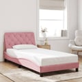 Miniatyrbild 5 av 11: vidaXL Bed Frame with LED without Mattress Pink 100x200 cm Velvet
