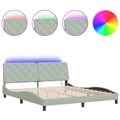 Miniatyrbild 3 av 11: vidaXL Bed Frame with LED without Mattress Light Grey 180x200 cm Velvet
