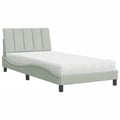 Miniatyrbild 3 av 11: vidaXL Bed with Mattress "Hanko" Light Grey 100x200 cm Velvet