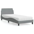 Miniatyrbild 1 av 7: vidaXL Bed with Mattress "Dover" Light Grey 90x190 cm Fabric