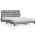 Miniatyrbild 2 av 11: vidaXL Bed with Mattress "Hvar" Light Grey 160x200 cm Fabric