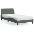 Miniatyrbild 2 av 10: vidaXL Bed with Mattress "Dover" Dark Grey 100x200 cm Fabric