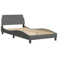 Miniatyrbild 5 av 10: vidaXL Bed with Mattress "Dover" Dark Grey 100x200 cm Fabric