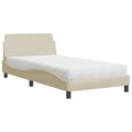 Miniatyrbild 3 av 10: vidaXL Bed with Mattress "Dover" Cream 100x200 cm Fabric