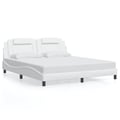 Miniatyrbild 6 av 11: vidaXL Bed Frame "Viana" with LED without Mattress White 180x200 cm