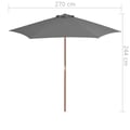 Miniatyrbilde 6 av 6: vidaXL Parasoll med trestang 270 cm antrasitt