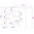 Miniatyrbillede 6 af 6: vidaXL barbord med flytbar hylde 138x39x110 cm hvid