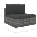 Miniatyrbillede 5 af 5: vidaXL midtersæde til sofa 1 stk. med hynder polyrattan grå