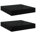 Miniatyrbillede 1 af 11: vidaXL væghylder 2 stk. 23x23,5x3,8 cm MDF sort højglans