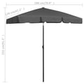 Miniatyrbillede 8 af 8: vidaXL strandparasol 180x120 cm antracitgrå