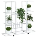 Miniatyrbilde 5 av 11: vidaXL Blomsterstativ med hjul 94,5x24,5x91,5 cm hvit jern