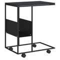 Miniatyrbilde 3 av 10: vidaXL Sidebord med hjul svart 55x36x63,5 cm konstruert tre